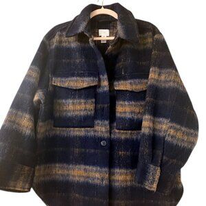 Shacket/Jacket Unlined, Blue/Gold, H&M  SIze M